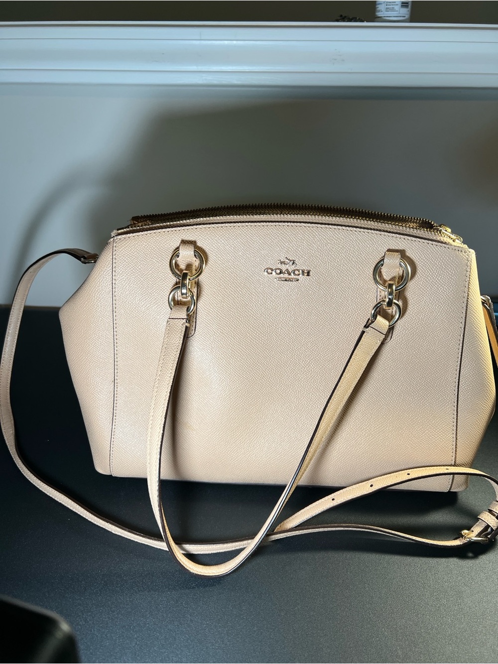 Coach Pebble Leather Shoulder Bag in Light Pink